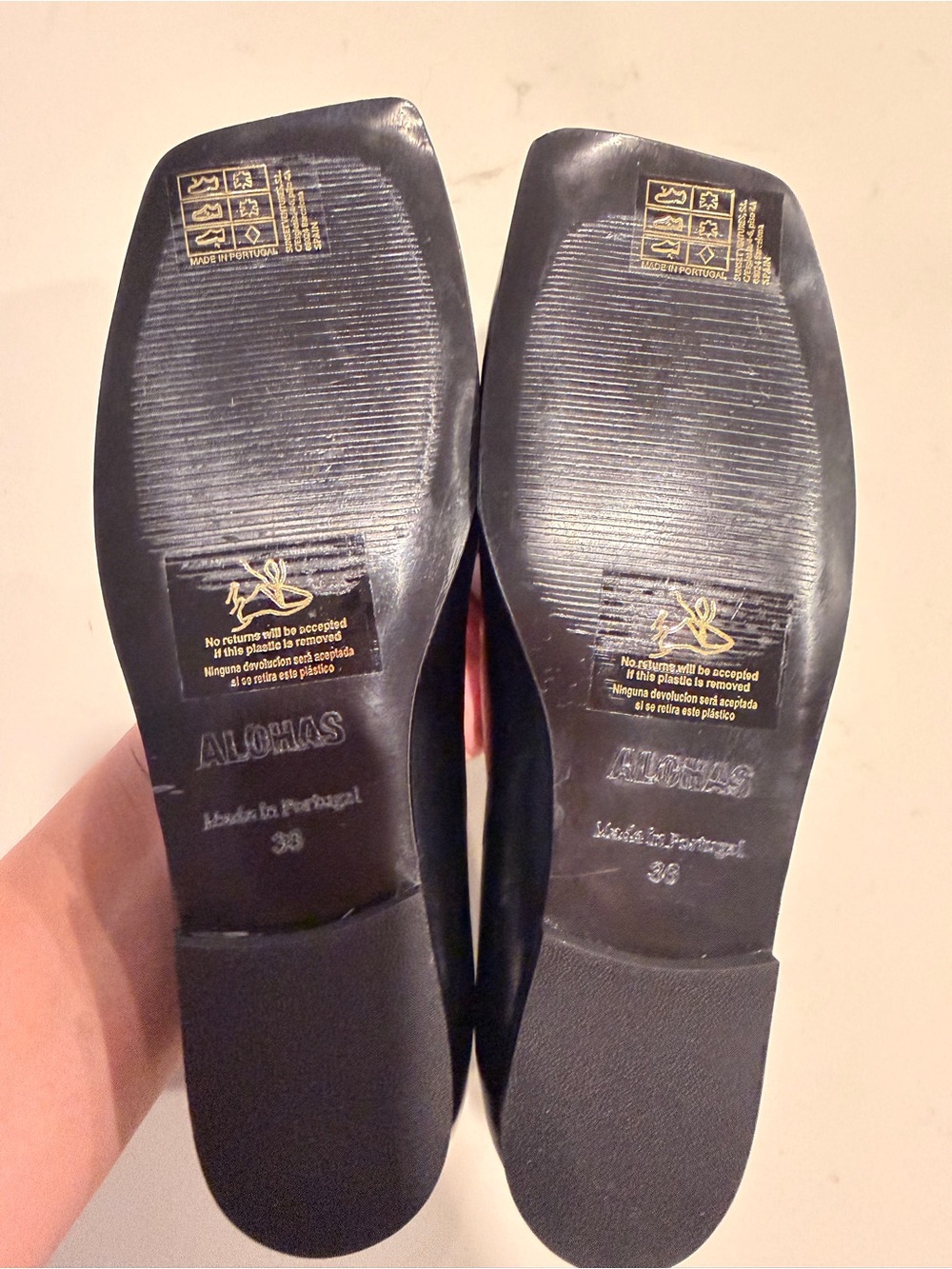 Alohas Women's Black Katia Square-Toe Ballet Flats sz 36 - Picture 5 of 5